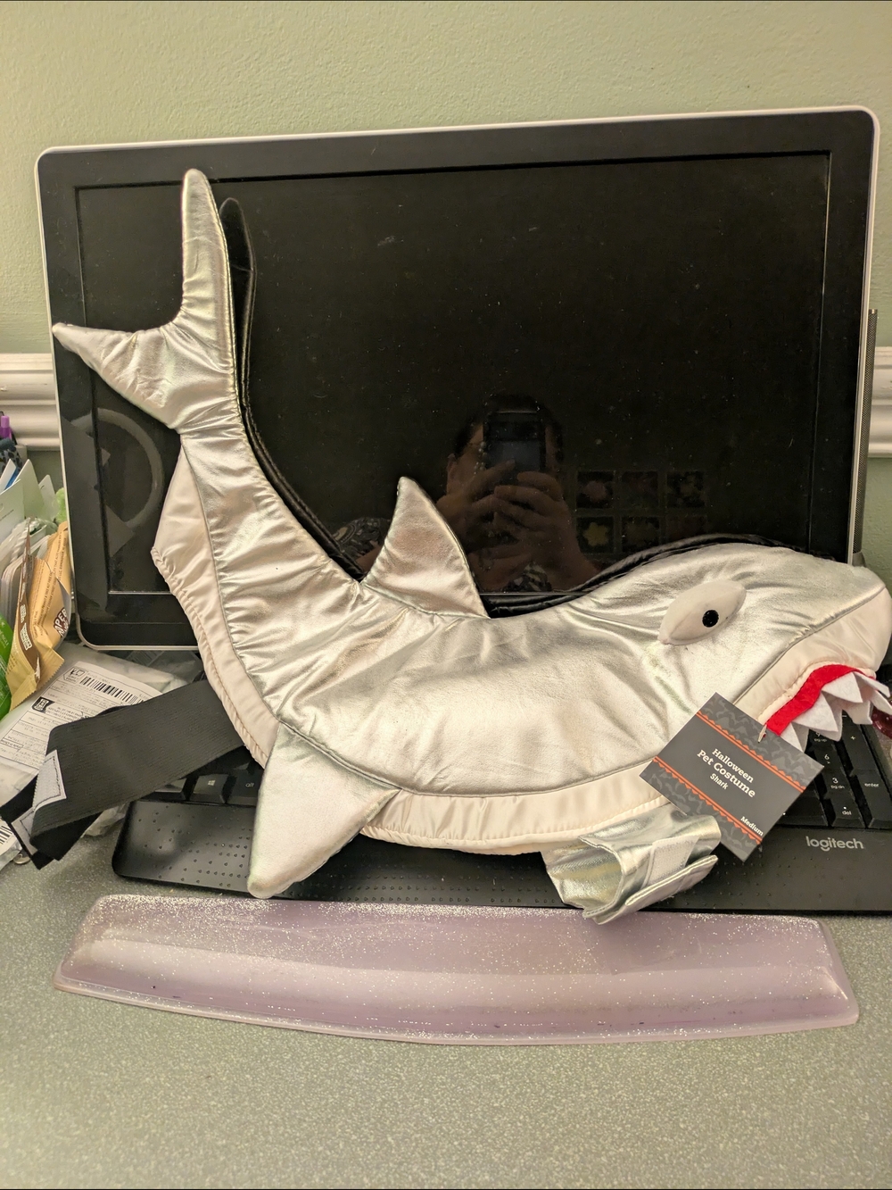 Silver Shark Pet Halloween Costume NWT Size Medium